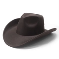 Close-up of deep brown western cowboy hat featuring a classic indented crown and rolled brim - Brown Felt Style