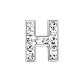 Silver alloy letter H pendant charm with sparkling diamonds for DIY pet collar - 10mm / Letter H with Rhinestone