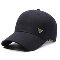 Navy blue baseball cap in ripstop fabric with sport metal badge and vintage detail - Adjustable / Navy Blue