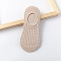 Beige mesh low-cut invisible socks for women in breathable knit with ribbed cuff - One Size / Khaki
