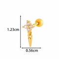 Gold clover stud earring with 925 silver stamp and sparkling zircons for cartilage - Four-Leaf Clover Cone Pendant Style (2603-8# Gold)