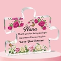 Acrylic puzzle piece plaque for Nana with pink roses and thank you message gift - Nana Floral Style (Q44)