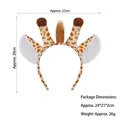 Halloween giraffe print plush headband with ears and horns for party costumes - Single Headband (with Hair) / Yellow Giraffe Headband