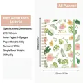 A5 Terminplaner 2026 mit grünem Gummiband und tropischem Blatt-Cover - Roter Amaranth (2026)