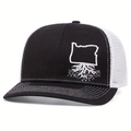 Retro Trucker Cap in Schwarz und Weiß mit Oregon-Stickerei und atmungsaktivem Mesh-Netz - Schwarz-Weißes Patchwork (Oregon-Stickerei) / Schwarz