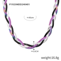 Geflochtene mehrfarbige Schlangenkette aus Edelstahl in Lila, Silber und Schwarz - Regenbogen/Silber/Schwarz Gemischte Halskette
