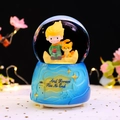 Rotating Little Prince music box snow globe with blue lighthouse resin base - -031 Blue Base / Medium 80mm Light + Snow