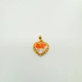 18K gold plated heart pendant with orange and clear crystals and filigree edges - Heart-Gold