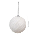 8cm white Christmas ball ornament with silver glitter and spiral pearl accents - Single Piece / 8cm White Spiral