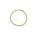 Polished golden stainless steel Figaro chain bracelet with spring clasp on white background - 3.5MM Width / 21cm / Gold