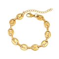 Golden coffee bean link bracelet in stainless steel with lobster clasp for women and men - Gold Color 8mm Bracelet