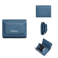 Cartera pequeña azul Baellerry de cuero con textura de lichi y monedero - Azul
