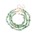 Three-piece set of green natural stone necklaces with adjustable gold clasps - Green