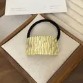 Minimalist gold ponytail cuff with lava texture and black elastic hair tie band - 13# Gold Arc Vertical Stripes
