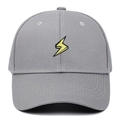 Grey cotton twill baseball cap with high-quality yellow lightning bolt embroidery - Light Gray