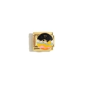 Italienischer DIY Modul-Charm aus 18K vergoldetem Stahl mit Emaille-Landschaft - Gold Berg Sonne Mond Stil (Gold-3)