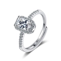 Silver square cut halo ring with adjustable band and cubic zirconia sparkling stones - Adjustable Open / White Gold Plated Copper