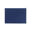 Macro detail of dark blue Saffiano leather card holder showing texture and fine stitching - Navy Blue Saffiano Pattern