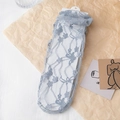 Elegant light blue lace socks with floral patterns in a delicate hollow mesh design - Blue