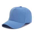 Classic light blue cotton baseball cap with curved brim and five-panel design on white background - One Size / Light Blue