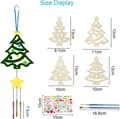 Easter wooden bunny wind chime kit for kids including 13cm wood crafts and metal tubes - 12Pcs Hollow Christmas Tree Kit