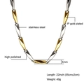 Polished 4mm gold and silver two-tone stainless steel melon seed chain necklace - Gold & Silver