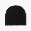 Bonnet en maille noir classique pour femme en laine mélangée avec large bord à côtes et chaud - Taille unique / Noir