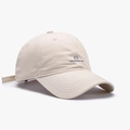 Classic beige washed cotton baseball cap with blue embroidery and adjustable strap - Adjustable / Beige
