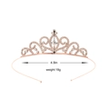 Diadème princesse en or rose pour fille avec strass blancs, largeur 12,5 cm, style élégant - Couronne à cœur en volute symétrique en or rose (Style 28)