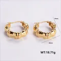 Golden 30mm chunky bamboo hoop earrings in stainless steel with textured finish - Amleh049
