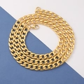 Polished gold stainless steel Cuban link necklace for men and women with lobster clasp - 55cm / Gold