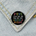 Teacher gift brooch with colorful text on denim pocket, black round creative badge - Love My Job Style (XZ61)
