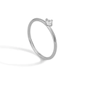 Bague minimaliste en zircon à quatre griffes avec finition argentée et pierre ronde - US 6 / Argenté