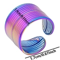 Detailed view of rainbow mesh hollow stainless steel ring with 1.4cm width and 1.7cm diameter - Colorful
