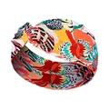 Bohemian knotted yoga headband with vibrant red and orange bird print pattern - 7# Colorful Geometric Boho