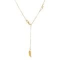 Elegante collana dorata con simbolo dell'infinito e ciondoli a piuma con design a Y - Stile Collana a Y Infinito Piuma Oro