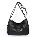 Bolso bandolera clásico negro para mujer con textura granulada y correa ajustable - Negro