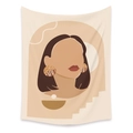 Detail of bohemian tapestry featuring abstract female silhouette in warm earthy tones - 73X95CM (Cross-border Brushed Style) / Female Silhouette With Earrings (ZJ521-20)