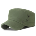 Army green cadet cap in washed cotton twill with BINGHAN metal label detail - Adjustable / Green