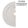 24 inch white braided cable knit Christmas tree skirt with decorative tie closure - 24 Inch / 61CM / Ivory