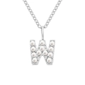 Elegante collana in acciaio inossidabile argento con ciondolo a lettera W con perle - W-Argento