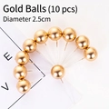 Set of 10 gold mirror spheres 2.5cm diameter for cake toppers and floral decoration - Gold Sphere Topper 2.5cm Set of 10