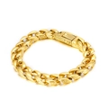 Bracelet gourmette pour homme en acier inoxydable doré avec gravure vintage chic - Style Gravé Or (KB44059-D) / 22cm