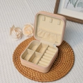 Portable light pink jewelry organizer box with zipper closure and multiple compartments - Single Layer-Girl Pink