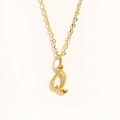 Gold letter Q pendant necklace with tiny heart detail on a delicate cable chain - Gold - Letter Q