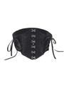Dettaglio cintura a corsetto in pizzo nero con ganci metallici e motivi floreali ricamati - Cintura Corsetto in Stile Pizzo con 6 Ganci