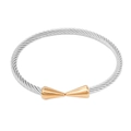Bracciale rigido a cavo ritorto regolabile argento con punte a cono oro rosa - 4mm di Larghezza / Oro
