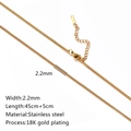 18K gold plated stainless steel curb chain necklace, 2.2mm width with lobster clasp - Polished Link Chain / Gold