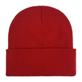 Classic bright red knitted cuffed beanie hat for winter warmth and outdoor fashion - One Size / Burgundy