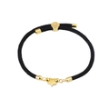 Detail of adjustable star charm bracelet with black woven cord and gold-plated hardware - Black (Star)